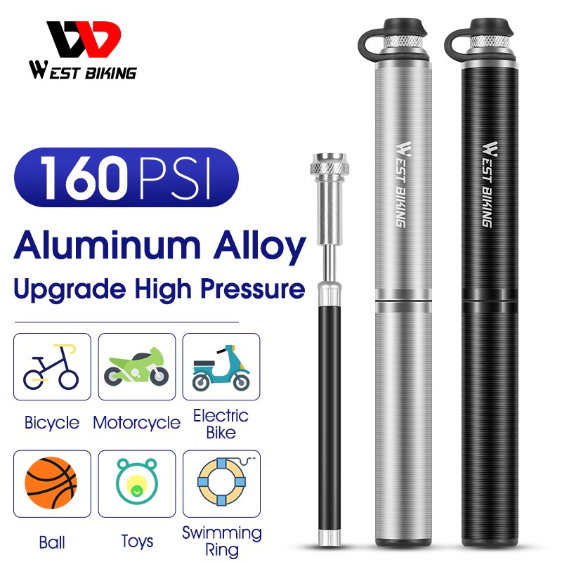 WEST BIKING Portable Mini Bike Pump High Pressure With Hose Mountain Road Bicycle Schrader Presta Valve Alloy Cycling Inflator