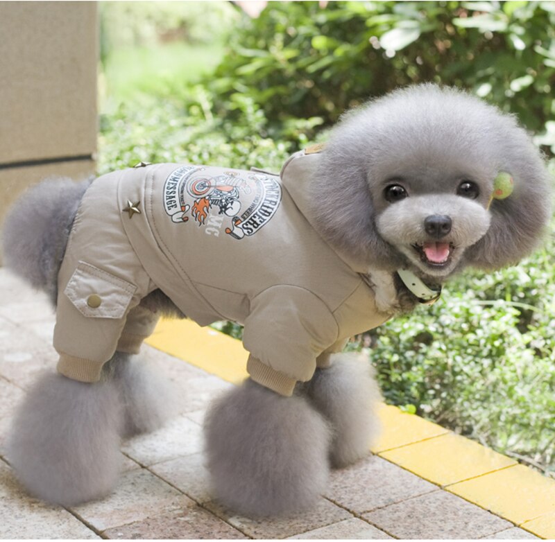 Pet Dog Clothes Winter Warm Dog Green Coat Jumpsuit Thicken Pet Clothing For Yorkshire Teddy Dogs Costume Puppy Clothes Jackets: Khaki / S