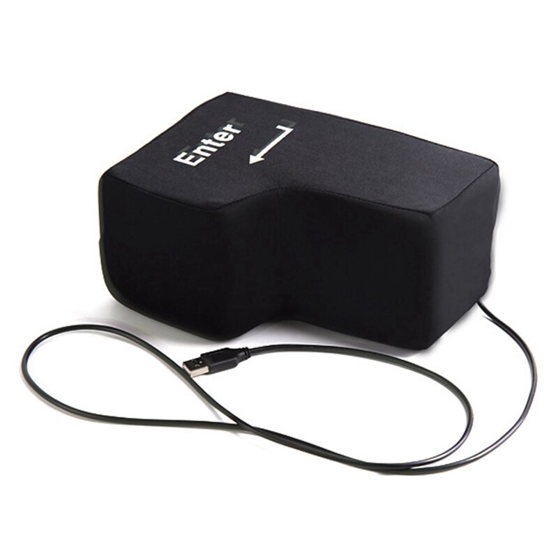 Stress Relief Release Enter Giant Big Button USB Enter Key Pillow Supersized Unbreakable Office Home Computer Laptop Novelty Toy