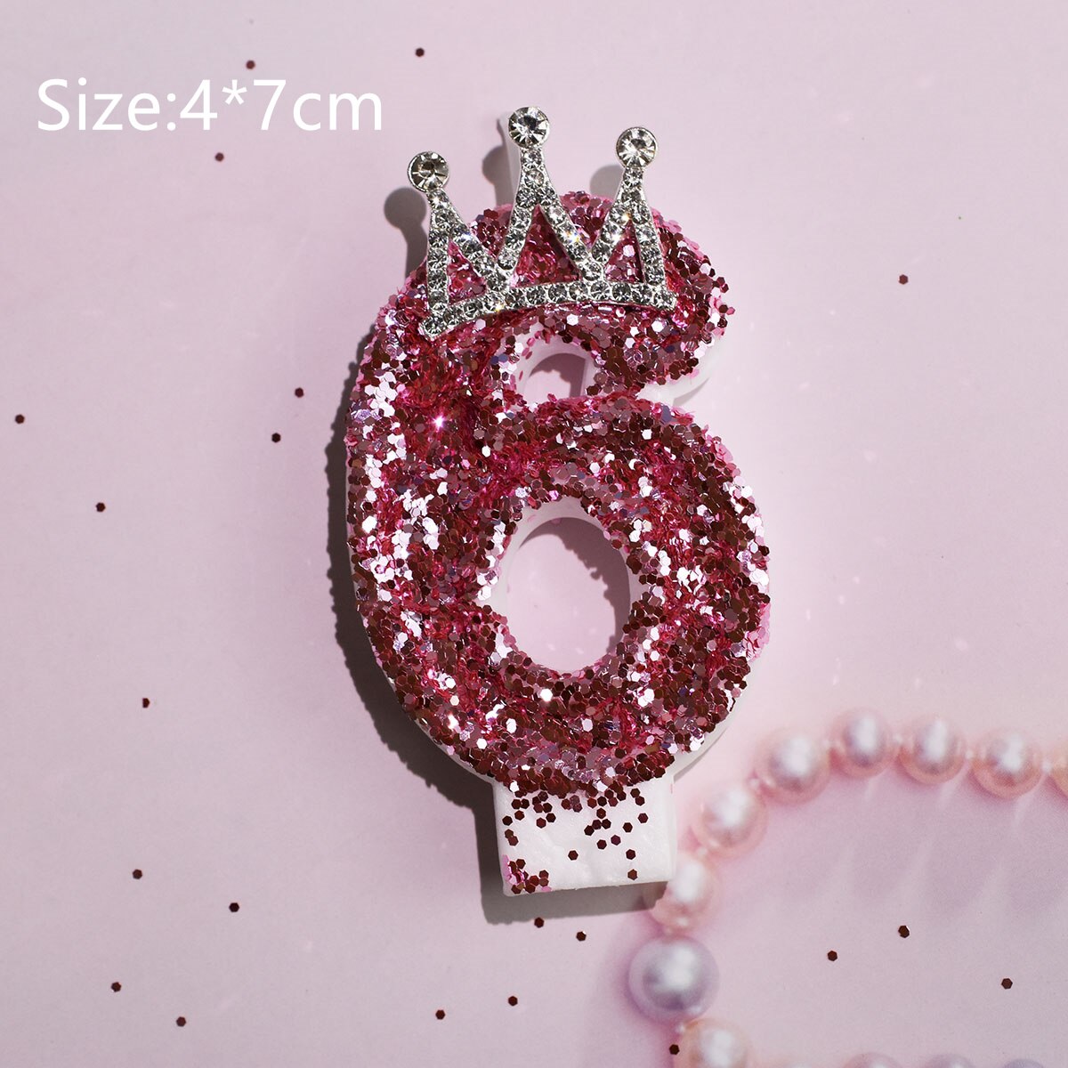 Yellow Pink Candle Sequins Shiny Crown Number 0-9 Cake Topper Insert For Girl Birthday Party Dessert Table Wedding Day: Light Grey