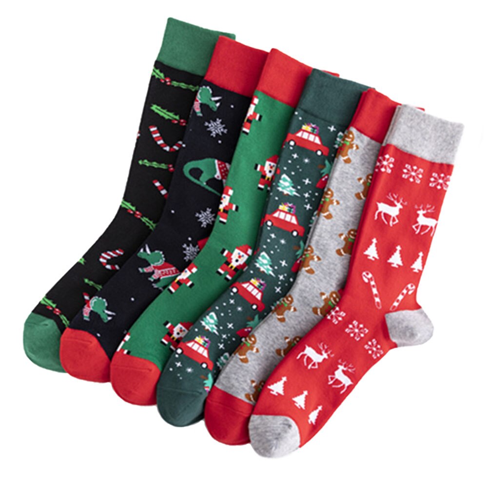 men's christmas socks cartoon print dinosaur deer ribbed closing novelty clothing accessories