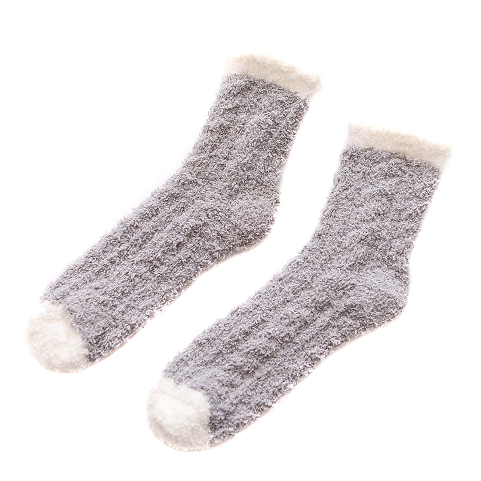 Cute Women's Middle Tube Socks Corals Fleece Soft Warm Fluffy Socks Winter Supplies &T8: Gray