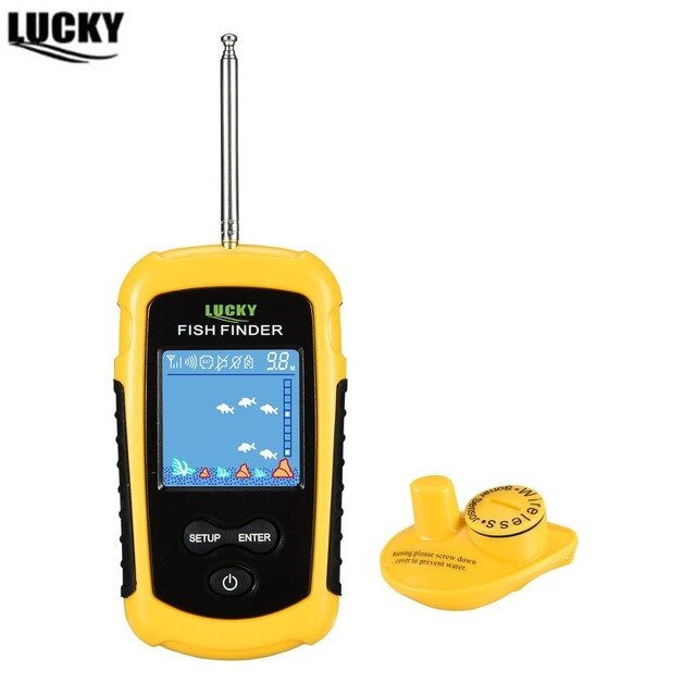 Lucky fishfinder ekkolod til fiskeri ekkolod ekkolod sensor lcd 120m ekkolod trådløs ekkolod isfiskeri: Trådløs fishfinder