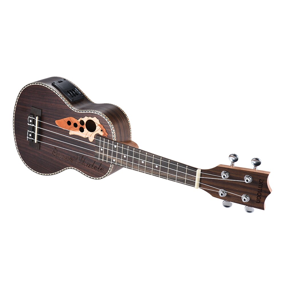 Ammoon spruce 21 " akustisk ukulele 15 bånd 4 strenge strenge musikinstrument med indbygget eq pickup