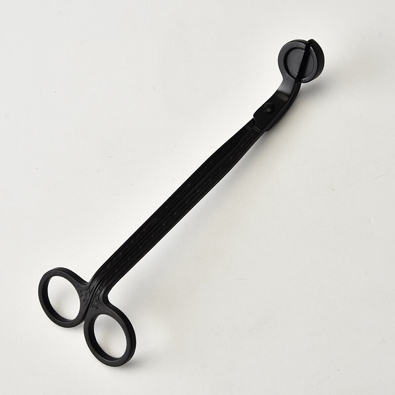 18CM Stainless Steel Candle Wick Trimmer Oil Lamp Trim scissor Cutter Snuffer Tool Hook Clipper Aromatherapy Candle accessories: Black Texture