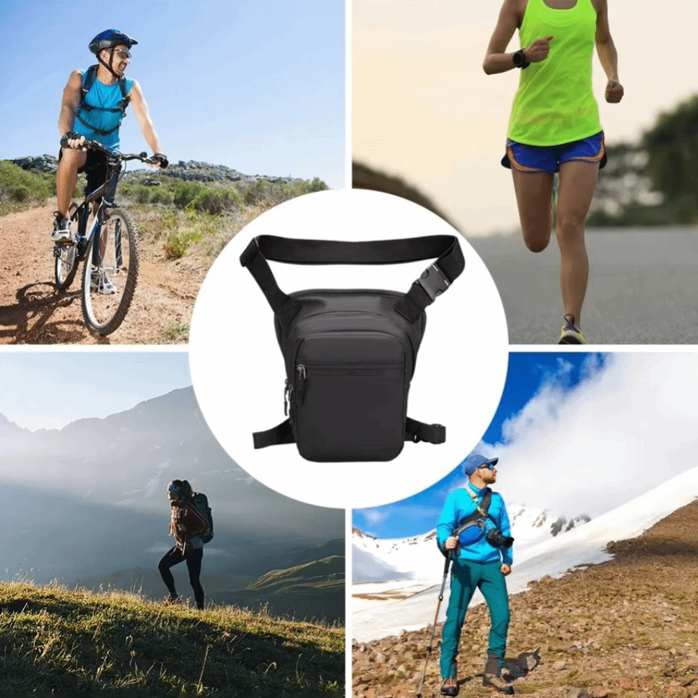 Sac de jambe tombante de cyclisme de grande capacité, sac banane multifonction réglable en cuir PU respirant, sac de poitrine de voyage randonnée