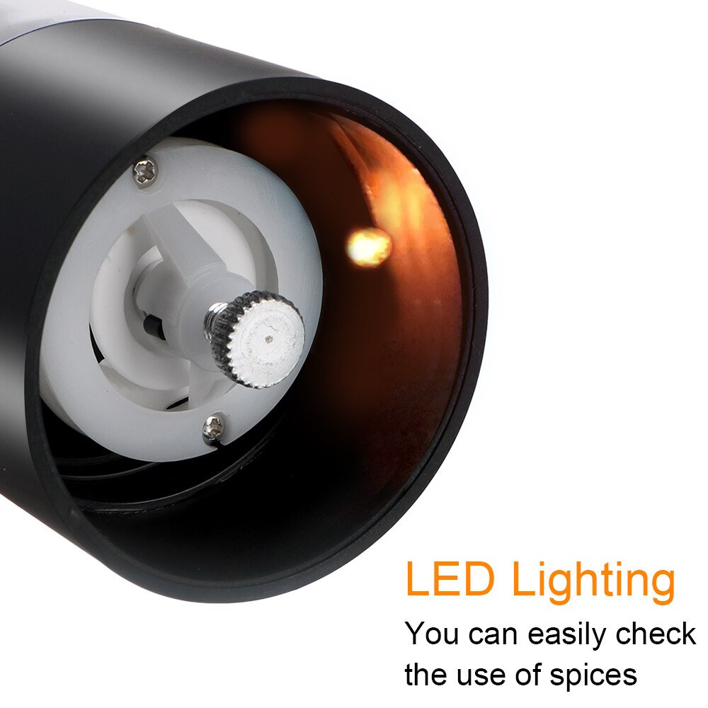 Botella de condimentos para cocinar, molinillo de especias con luz LED, para restaurantes, accesorios de cocina, pimienta, molinillo de sal automático eléctrico