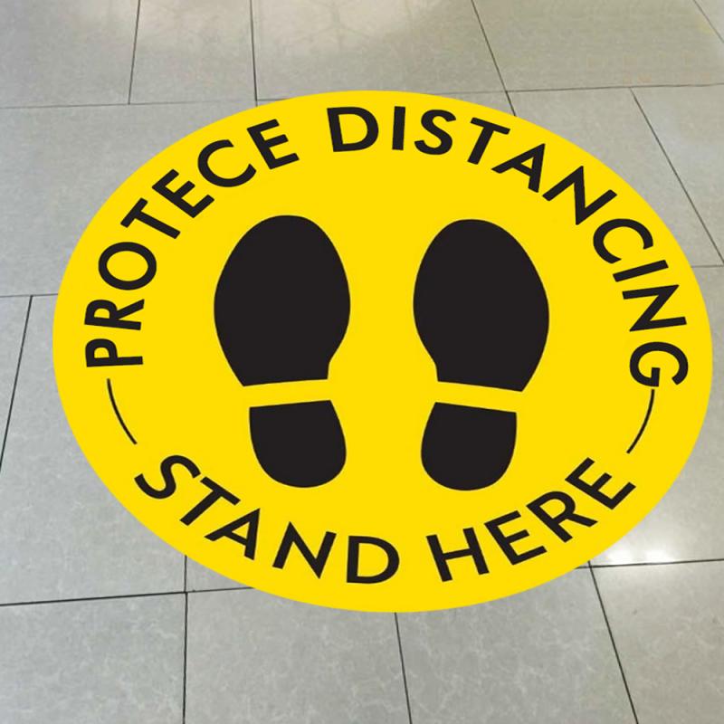 Distancia de protección figura adhesiva para el suelo protege las calcomanías de suelo de separación-señalización de piso de seguridad-mantener 6 pies lejos de Control de multitudes al aire libre