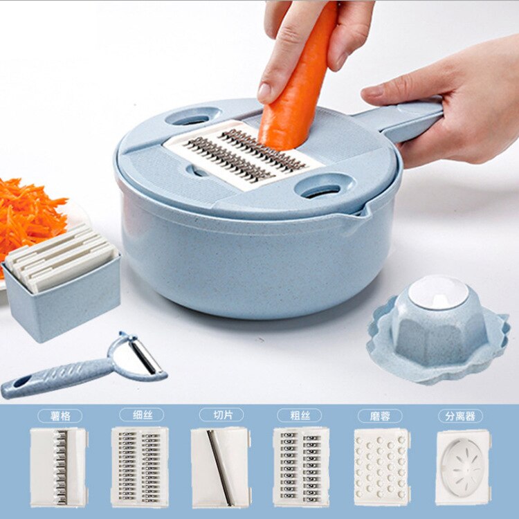 Multi function chopper peeler kitchen manual slicing shredding mashed potato shaving and wiping machine