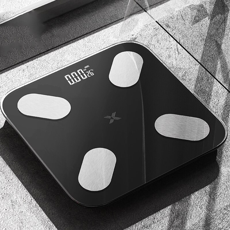 Smart Bmi Weegschaal Met Bluetooth Multifunctionele Digitale Lichaamsvet Schaal Langdurige App Fitness Gezondheid Schaal FP8: Black