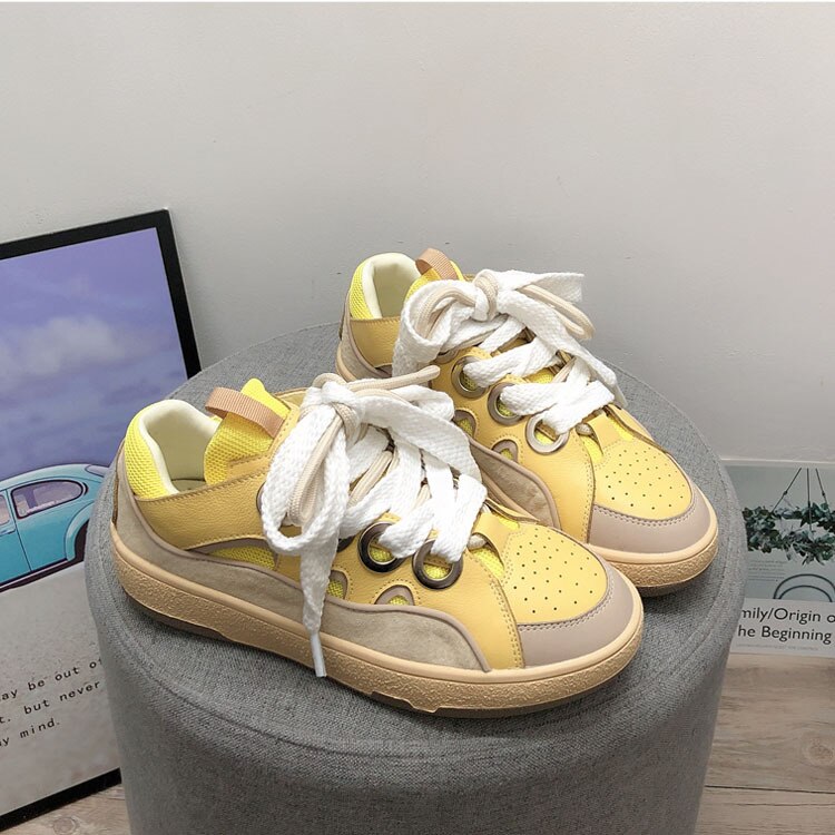 Women Skateboarding Shoes,Casual Shoes,Canvas Shoes with Exaggerated Shoelaces,Size 35-40: yellow / 40