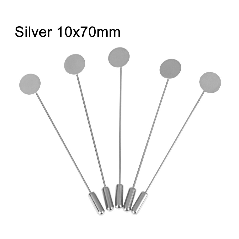 1/10Pcs Gold Silber Farbe Überzogen Simulierte Perle Legierung Kupfer Lange Brosche Pin DIY Revers Kleid Machen Broschen basis Schmuck: 3