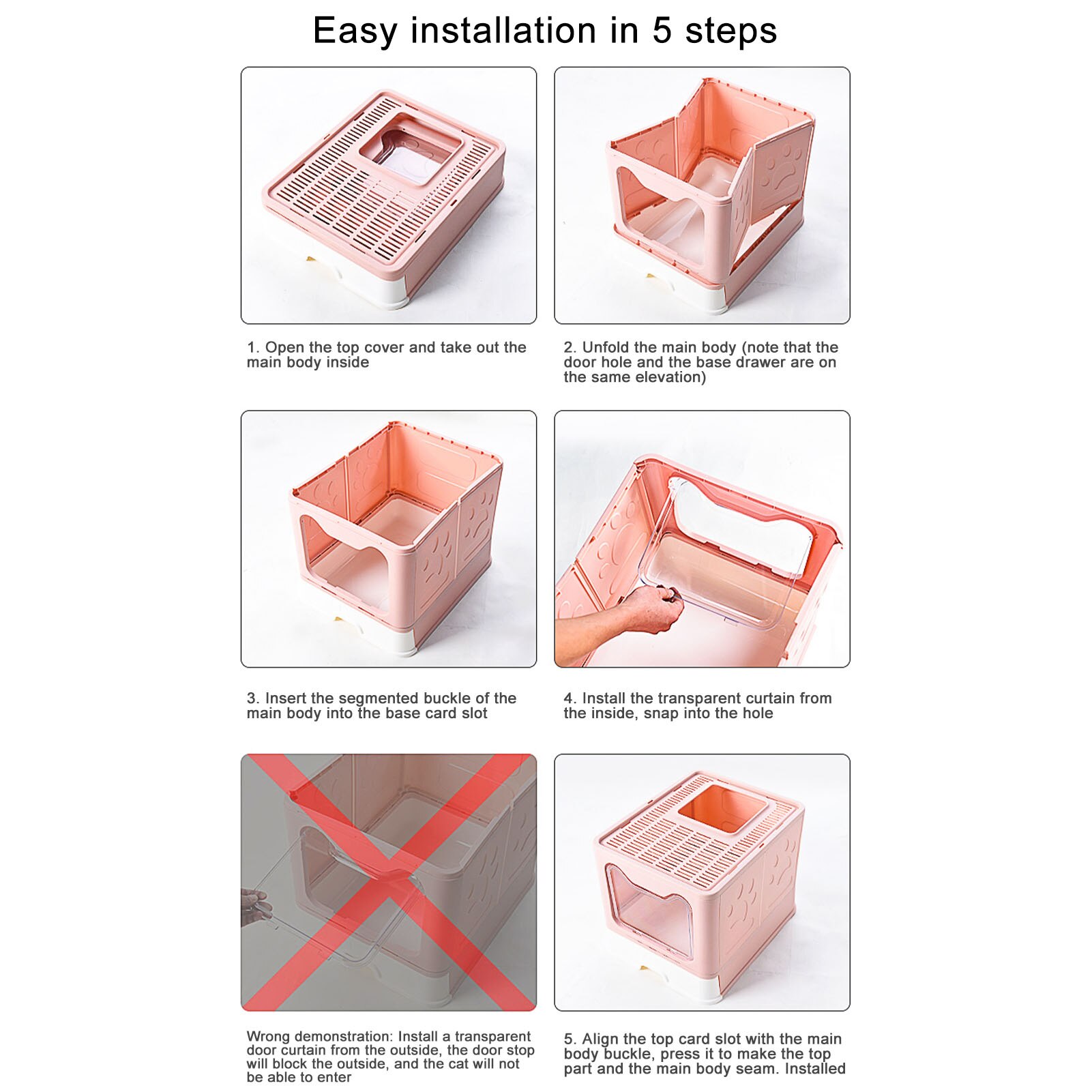 Closed Cat Litter Basin Large Cat Toilet Fold In Top Splash Proof Toilet Cat Litter Tray Fully Enclosed Cat Litter Box Cat Toile