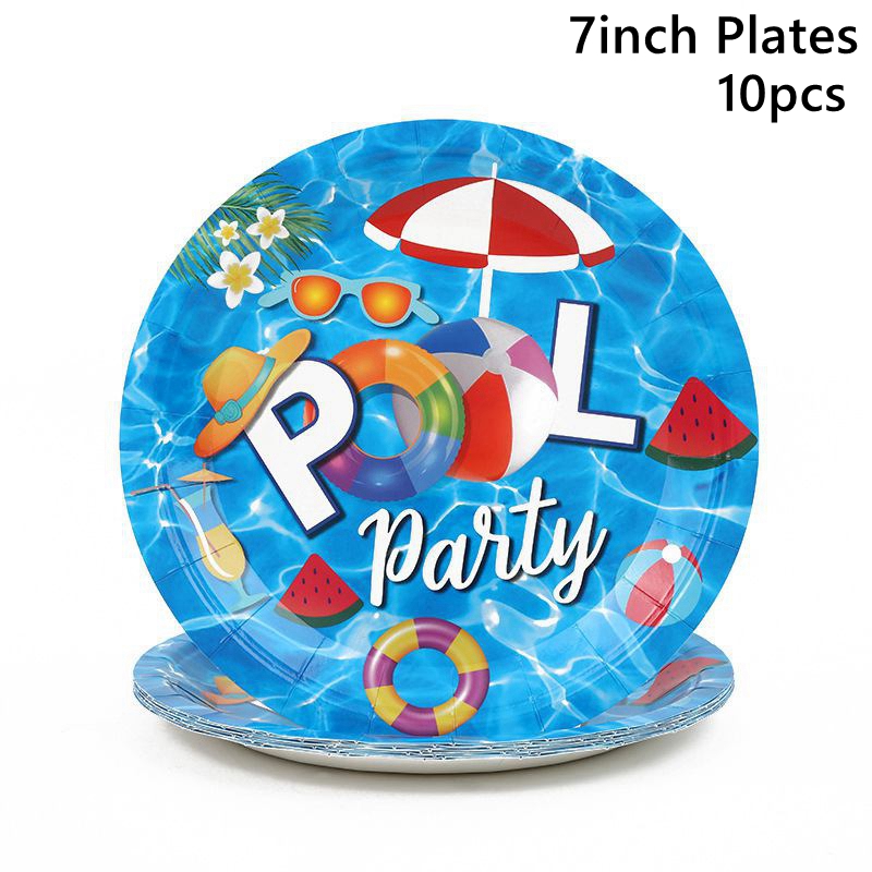 EN LA Piscina de verano en la playa, hawaiana luau, natación en agua, vacaciones, suministros para de flamencos, decoración para de cumpleaños: Color zafiro profundo