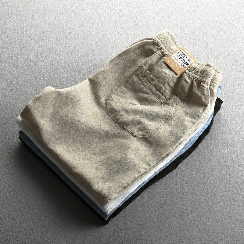 Heren Linnen Katoen Casual Broek - Elastische Tailleband, Loose Fit, Lange Broek