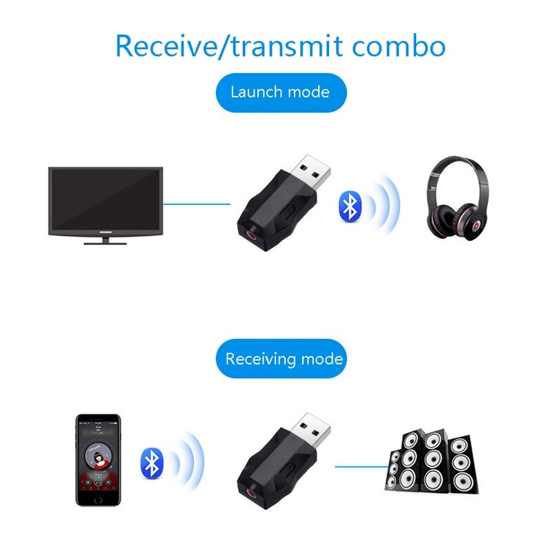 O Bluetooth Absender Empfänger Auto AUX Kabel Bausatz USB kabellos Bluetooth Adapter für TV Jack/Kopfhörer/PC