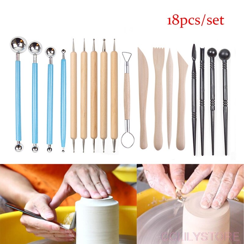 18pcs/set Multifunctional Clay Sculpting Tools Arts Crafts Clay Sculpting Tools Pottery Carving Tool Kit