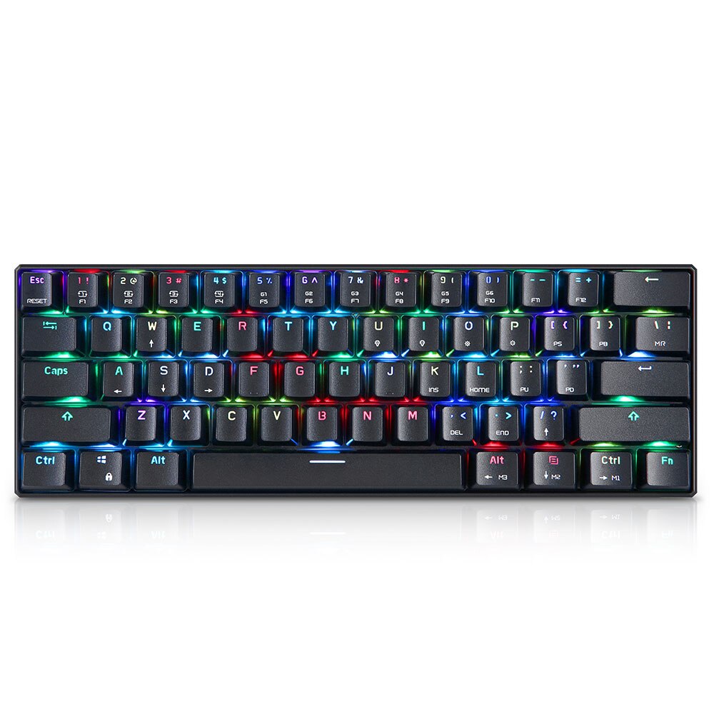 Motospeed CK61 clavier mécanique de jeu 16.8 millions rvb rétro-éclairage système 1.8mm clé voyage 0.8 milliards en cliquant sur la vie: Blue Switch