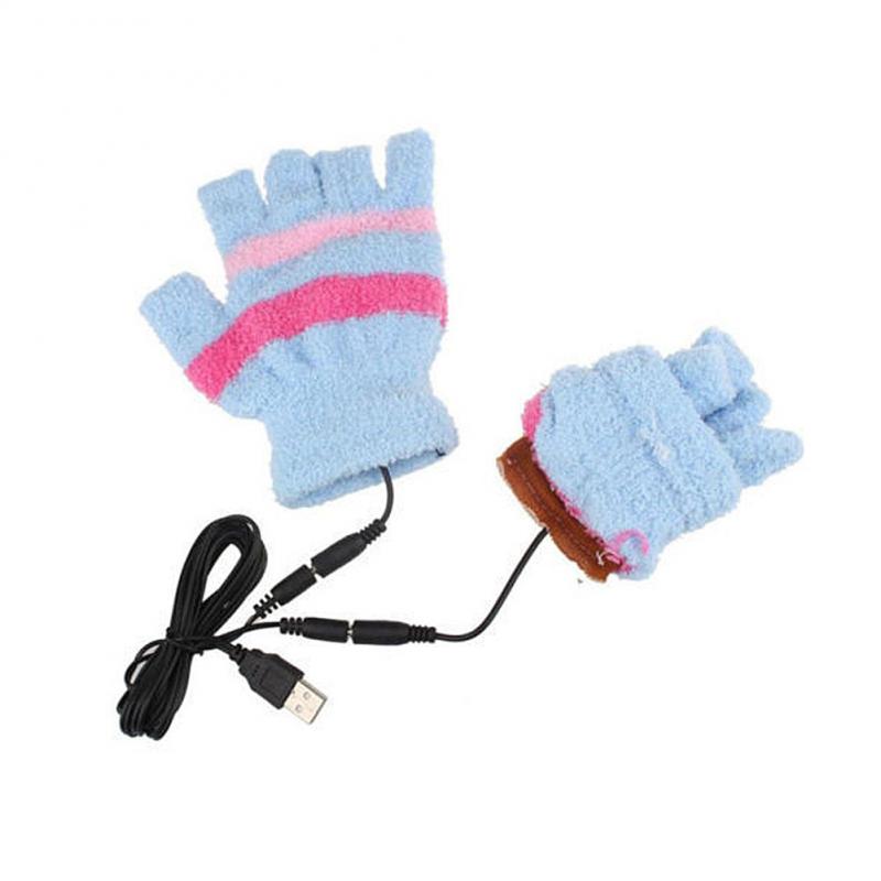 Gant chauffant sans doigts USB gants chauffants hiver chauffe-main alimenté par batterie thermique étanche moto gants de Ski