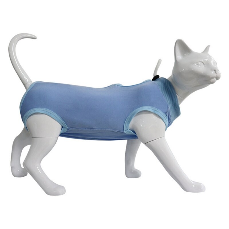 Haustier Chirurgie Rehabilitation Kleidung Post-operativ Kleidung Katze Erholung Schutz Anzug Welpen Kleine Hund Katze Bodenbildung Hemden: Blau / S
