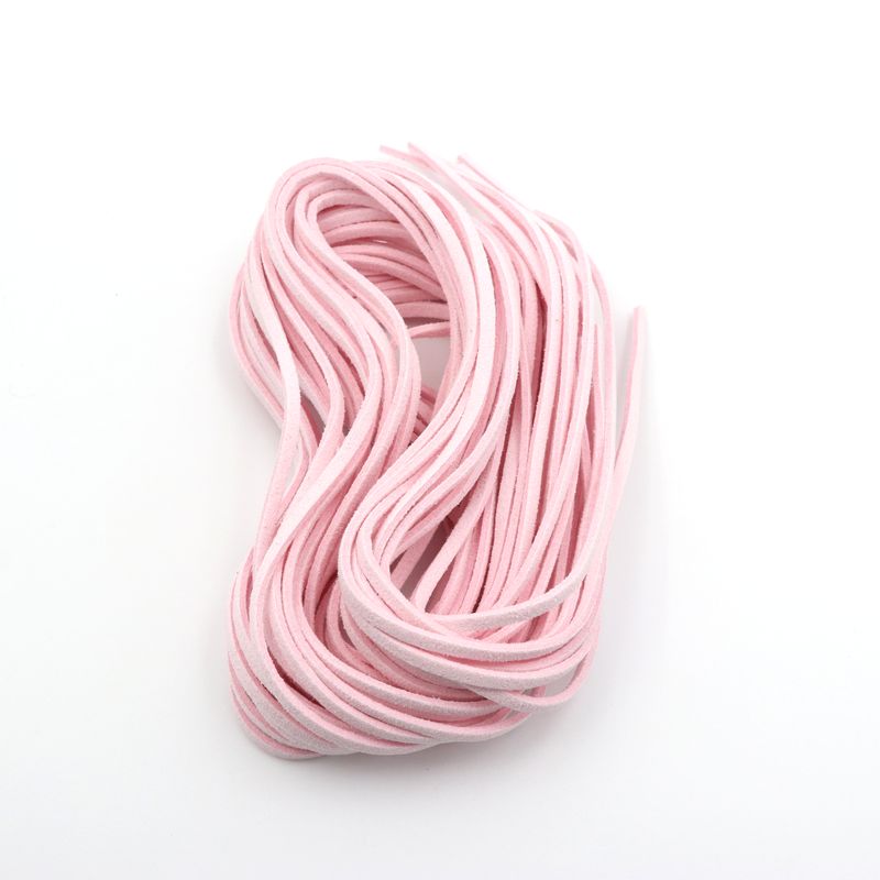 5pcs 1m 3mm Flat Faux Suede Korean Velvet Leather Cord DIY Rope Thread Jewelry Making Decorative Handicrafts Accessories: Pink