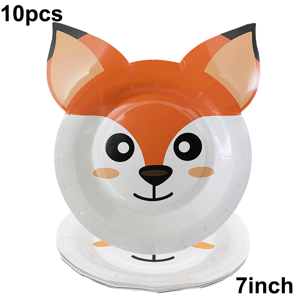 Fox Birthday Decorations Fox Plates Cupake Toppers Plastic Straws Supplies Fox Baby Shower Decoration Kids: Deep Sapphire