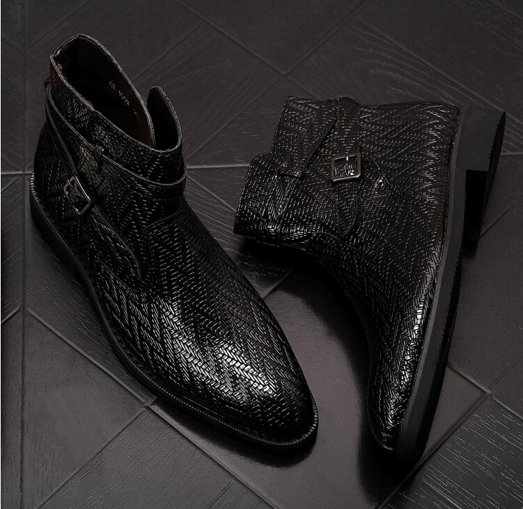 Britse Stijl Mannen Martin Laarzen Mode Wees Teen Enkellaars Punk Motorlaarzen Zapatillas Hombre