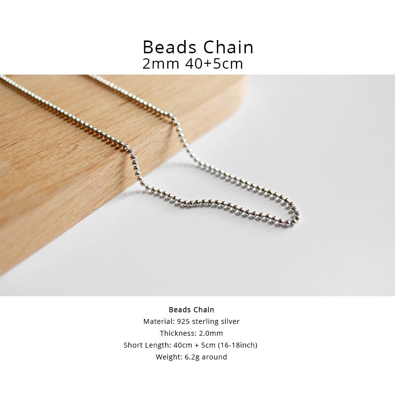 925 Sterling Silber Halskette Für Frauen Multi Arten Perlen Kreuz Schlange Knochen Box Seite Melone Samen Kette Alle Matchable Zubehör: 2mm Beads 45cm