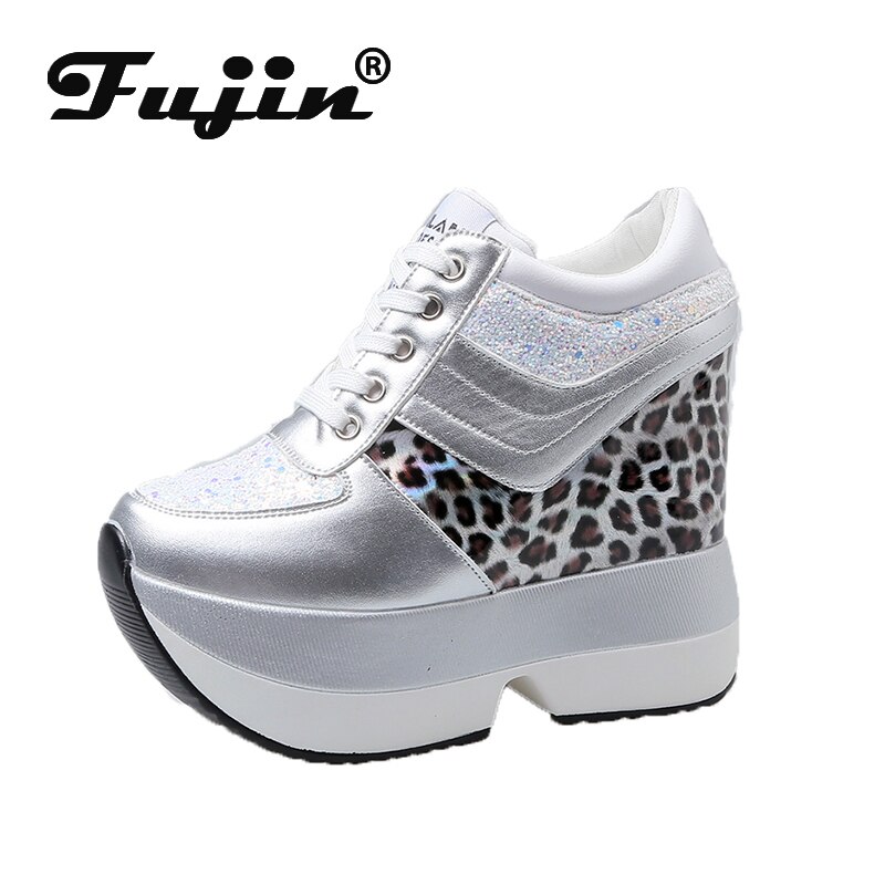 Fujin-zapatos informales de plataforma alta para Mujer, zapatillas Deportivas de suela gruesa con aumento de altura,