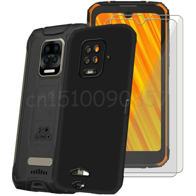 Funda de vidrio y silicona 3 en 1 para Doogee S59 Pro, Protector de pantalla de vidrio templado para Doogee S59 Pro: For Doogee S59 Pro / Negro