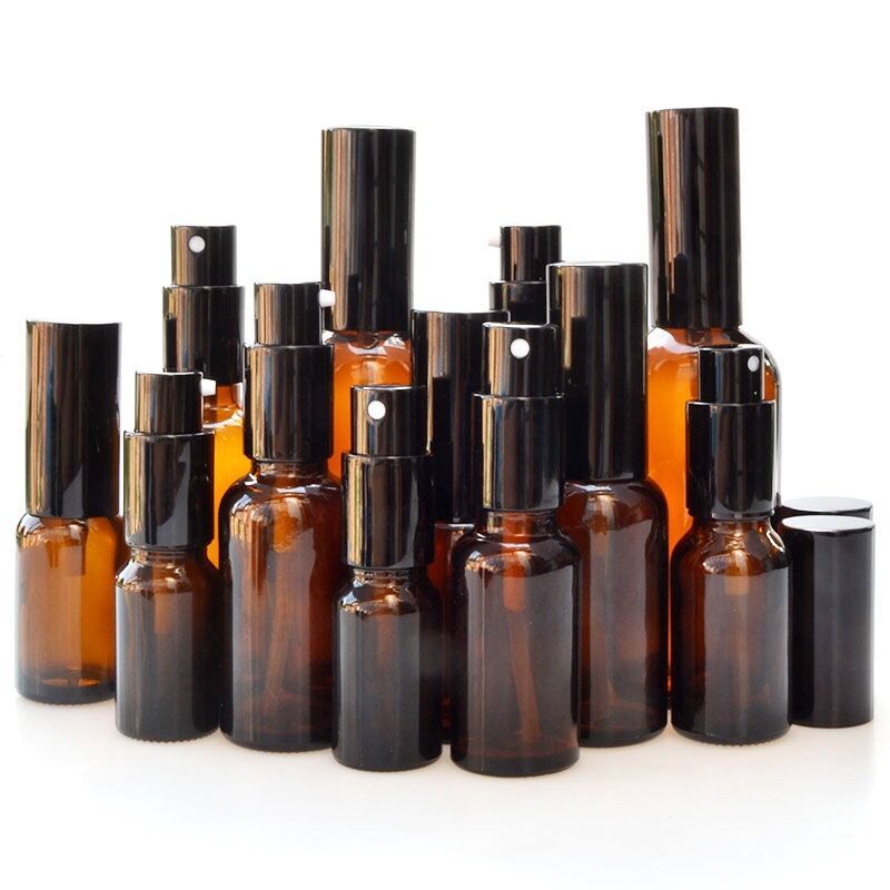 10pcs 5ml/10ml/15ml/ 20ml/30ml/50ml/100ml Refillable Press Pump Glass Spray Bottle Oils Liquid Container Perfume Atomizer Travel