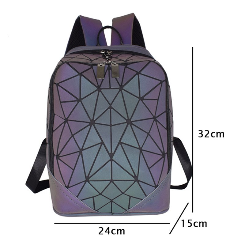 Nowy świetlny kobiety plecak 3 sztuk zestaw mężczyźni plecaki na laptopa student szkoła torby holograficzne torebka geometria Bagpack torba Mochila