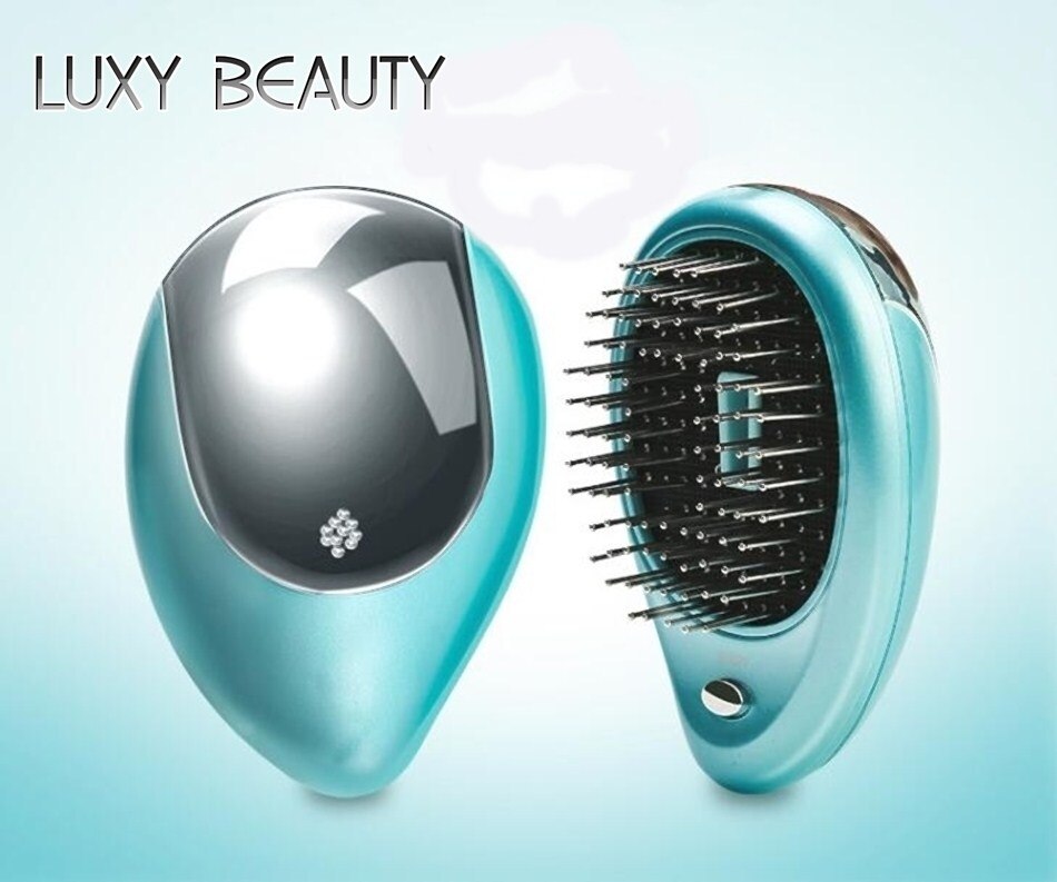 Peine eléctrico para el pelo, cepillo iónico, alisador de pelo, peine de iones negativos, masaje antiestático, Mini peine para el pelo liso: Green