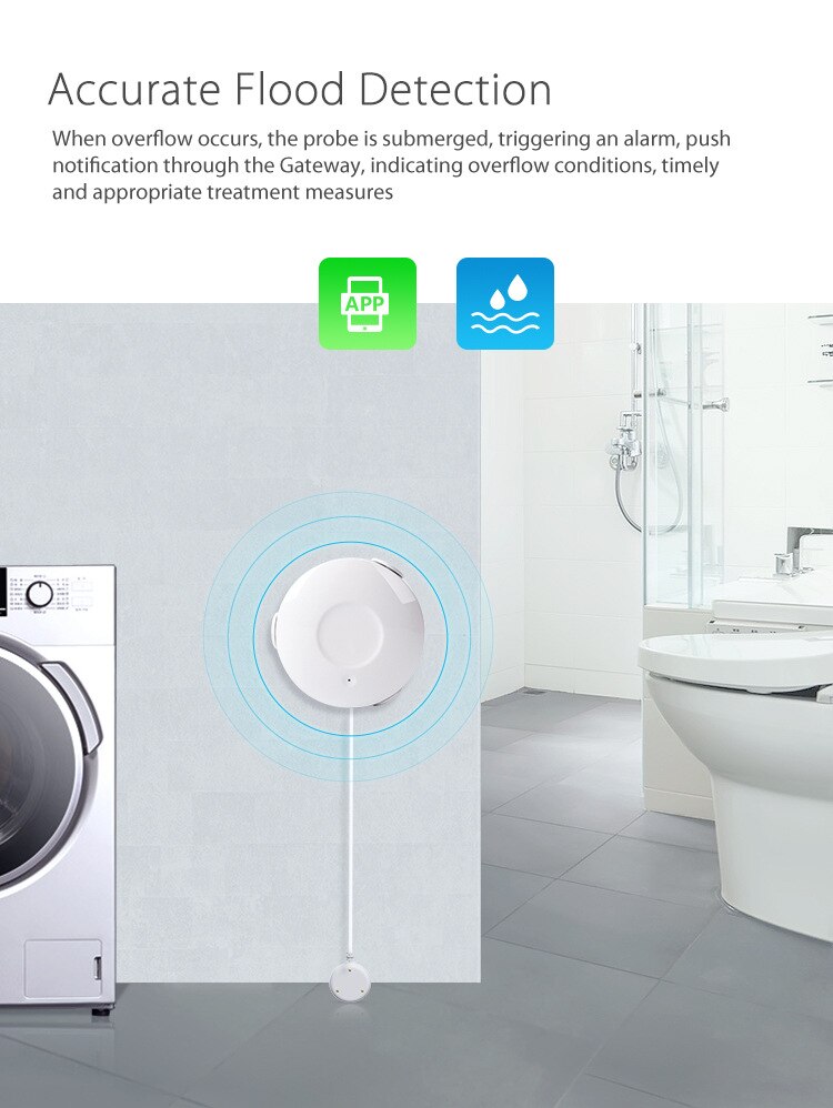 Tuya smart wifi water sensor/water flood sensor Compatible with Alexa,Google Home and IFTTT