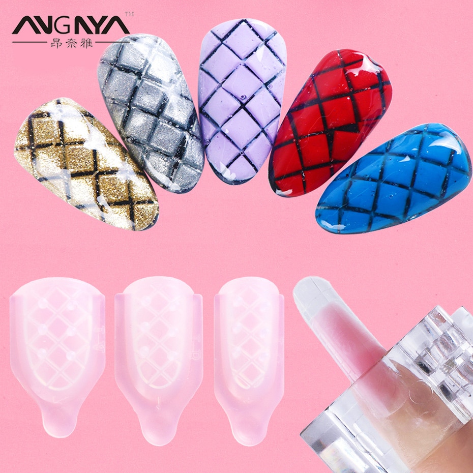 Anggya 3 stk diy nail stamper silikon sjablong blomst prege form uv gel lakk carving 3d markeringsmal nail art verktøy dekor