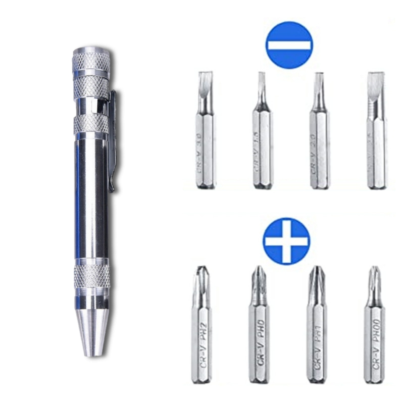 Multifunction 8 In 1 Screwdriver Pen Portable Mini Repair Hand Screwdriver Aluminum Alloy Precision Tools Kit Disassembly Gadget: 2