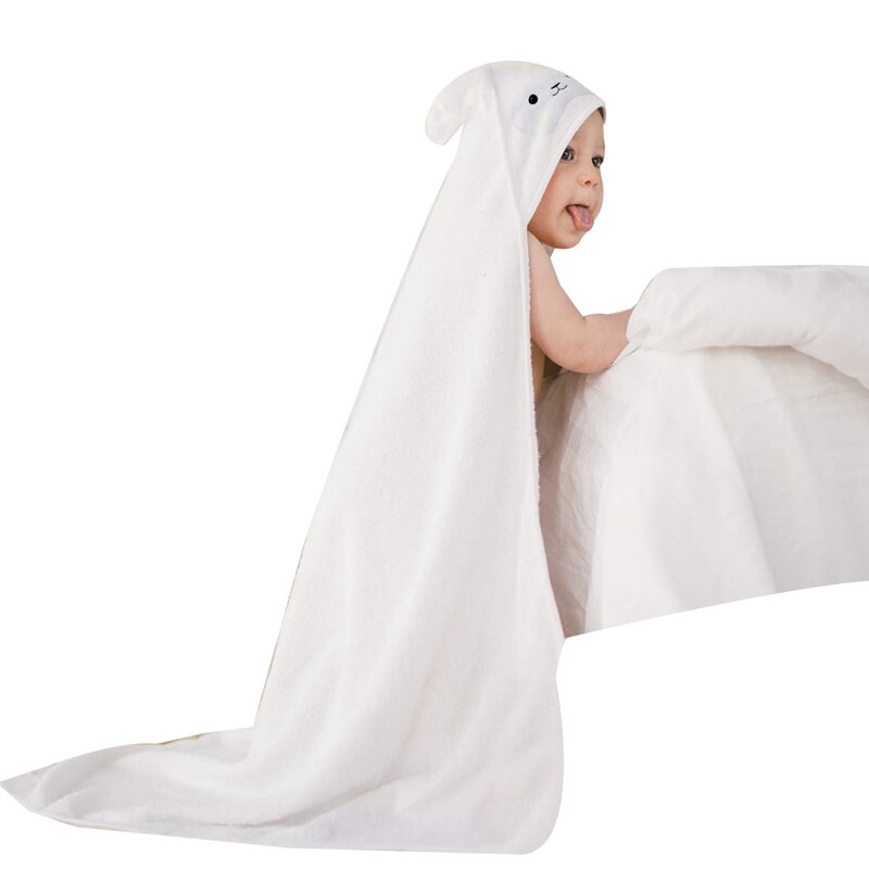 Organic Bamboo Baby Hooded Towel | Ultra Soft and Super Absorbent Toddler Hooded Bath Towel with Cute Lamb Face | Great I