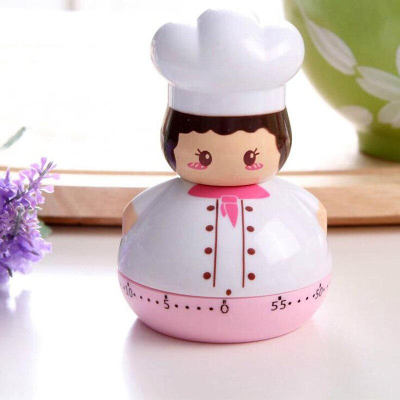 Muñeca de dibujos animados temporizador con forma de Animal Manager mecánica cuenta regresiva útil cocinar hornear ayudante de cocina accesorios de herramientas de cocina: Pink People