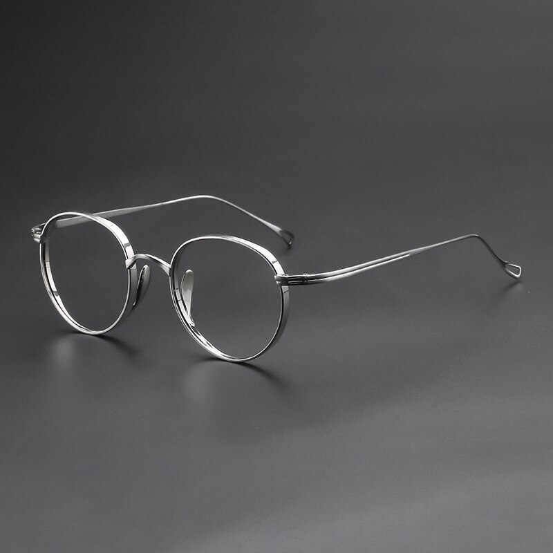 Reines Titan Brille Rahmen Männer retro Runde Oval Brillen Frau Brillen Handgemachte Japan KMN113 Myopie Optische Verordnung Objektiv
