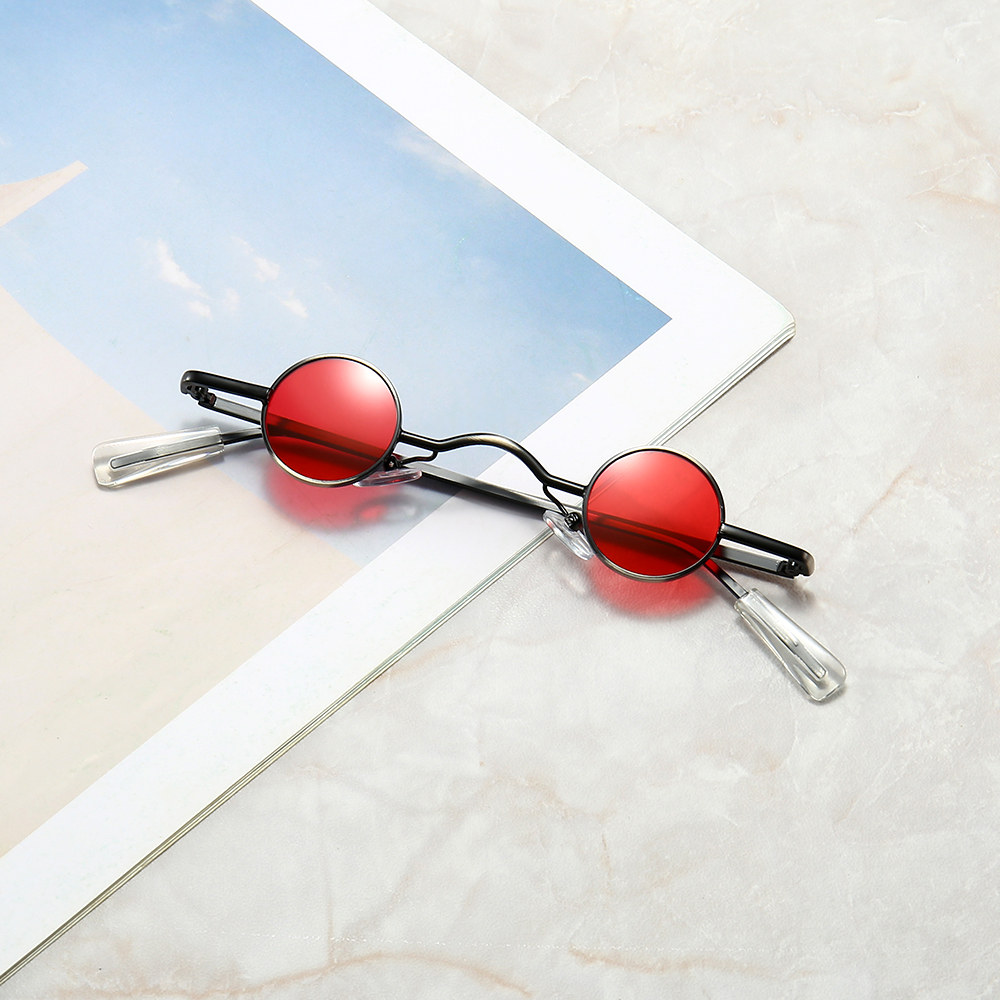 Retro Mini Sunglasses Round Men Metal Frame Gold Black Red Small Round Framed Sun glasses
