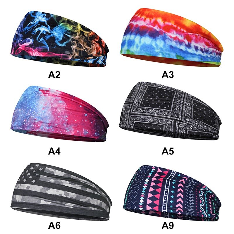 Starry Sky Digital Print Cycling Yoga Sport Sweat Headbands Men Sweatbands Breathable Headband Yoga Hair Bands Head SweatBands