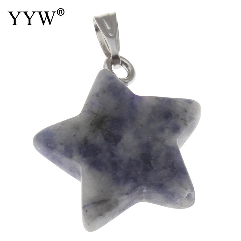 YYW Natural Real Stone Quartz Pendants Jewelry DIY Star Dangle Malachite Aventurine Sea Opal Rose Purple Crystal Stone Pendants: blue spot