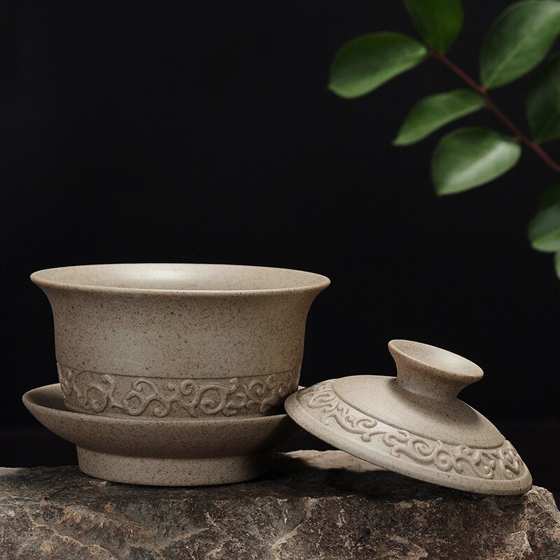 Grov keramik drage gaiwan stor te skål terrin kungfu tekop, keramisk terrin dæk skål te service: -en