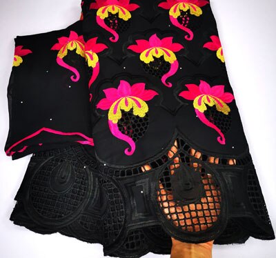 Afrikaanse Kant Stof 5Yards + 2Yards Katoen Voile Kant Van Emboridery Franse Kant Franse Kant Stof YLC837