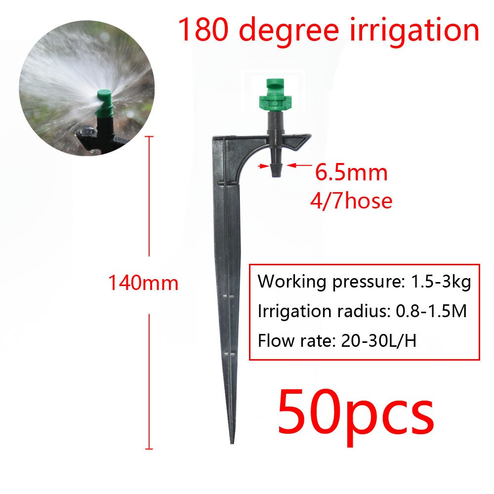 Gotero de riego ajustable de 90/180/360 grados, tierra de inserción, manguera de 4/7mm, riego de jardín, aspersor de vórtice giratorio de 13cm: R