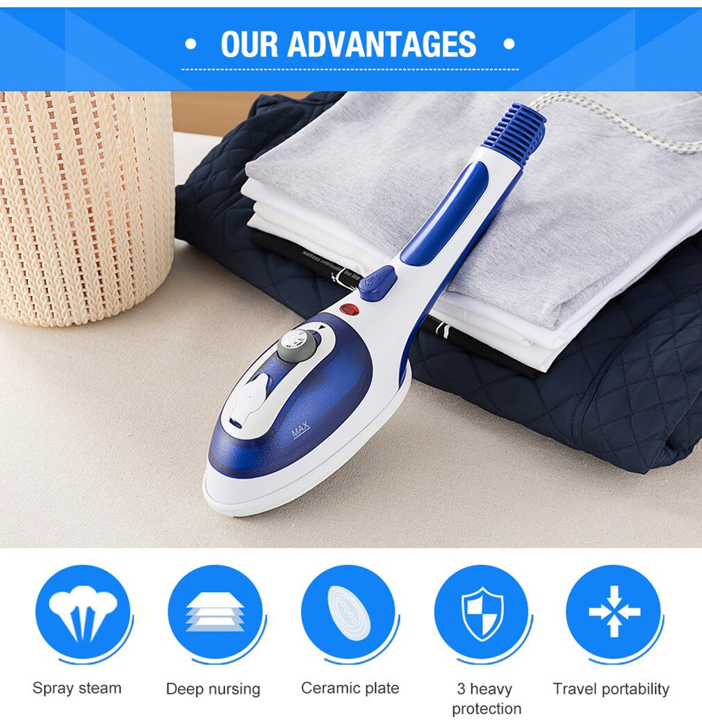 Handheld Garment Steamer Portable Iron With Steam Generator For Clothes Electric Steam Generator Iron EU US Plug: Blue / US