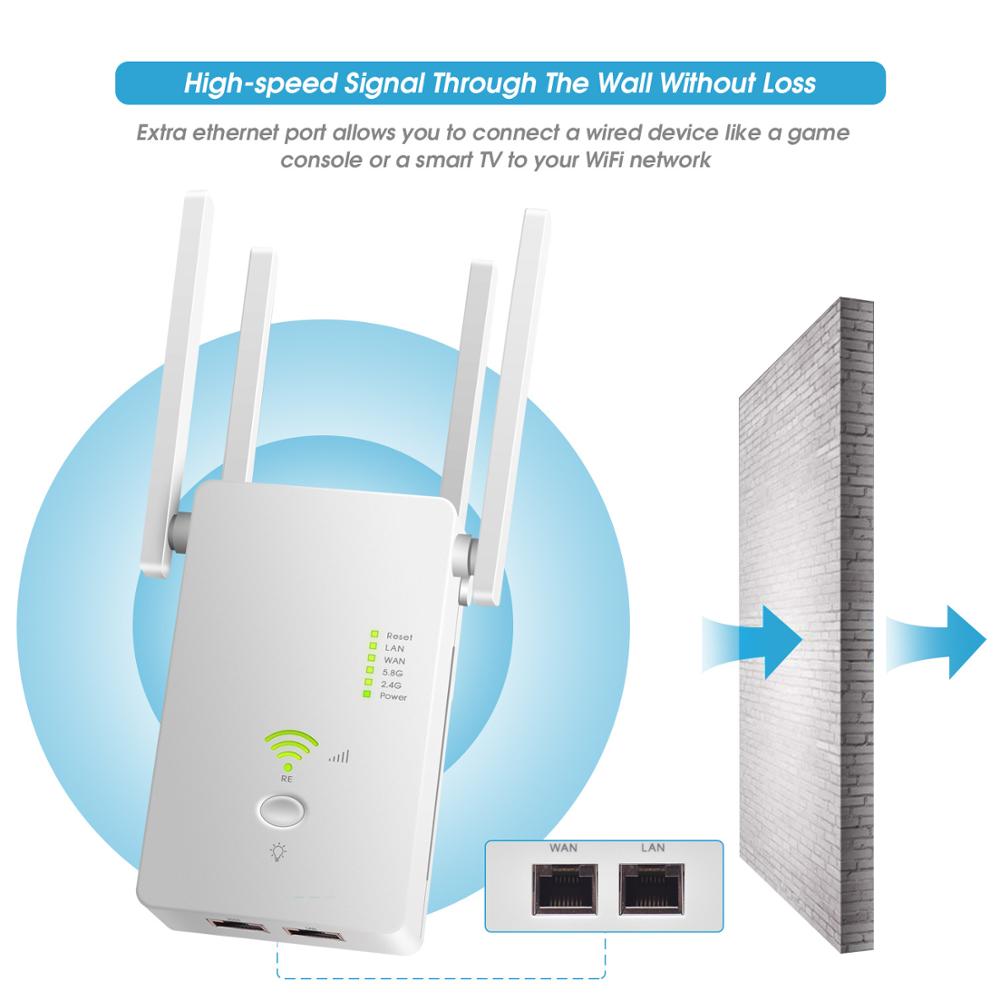 5Ghz Wifi Repeater Dual Band 2.4G &amp; 5G Draadloze Wifi Extender 1200Mbps Wifi Versterker Draadloze Toegang punt