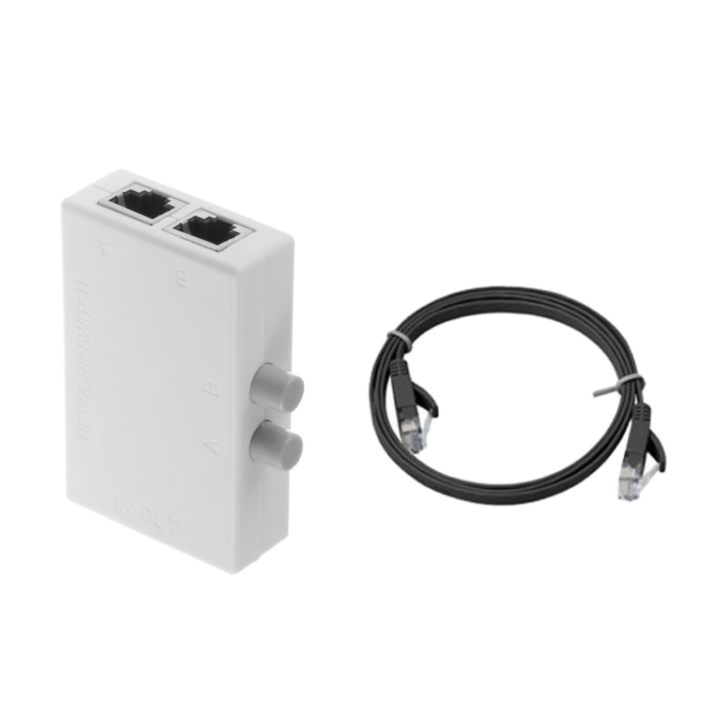 RJ45 Splitter Selector Switch, 2 Port Network Switch Splitter Selector Hub Ethernet Mini Switch Box