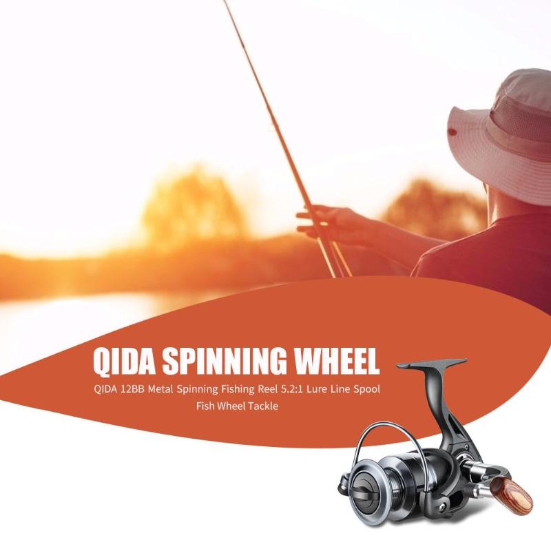 QIDA 12BB moulinet de pêche en métal 5.2:1 rapport de vitesse leurre moulinets de poisson ligne bobine poisson roue matériel de pêche en plein air outils Pesca