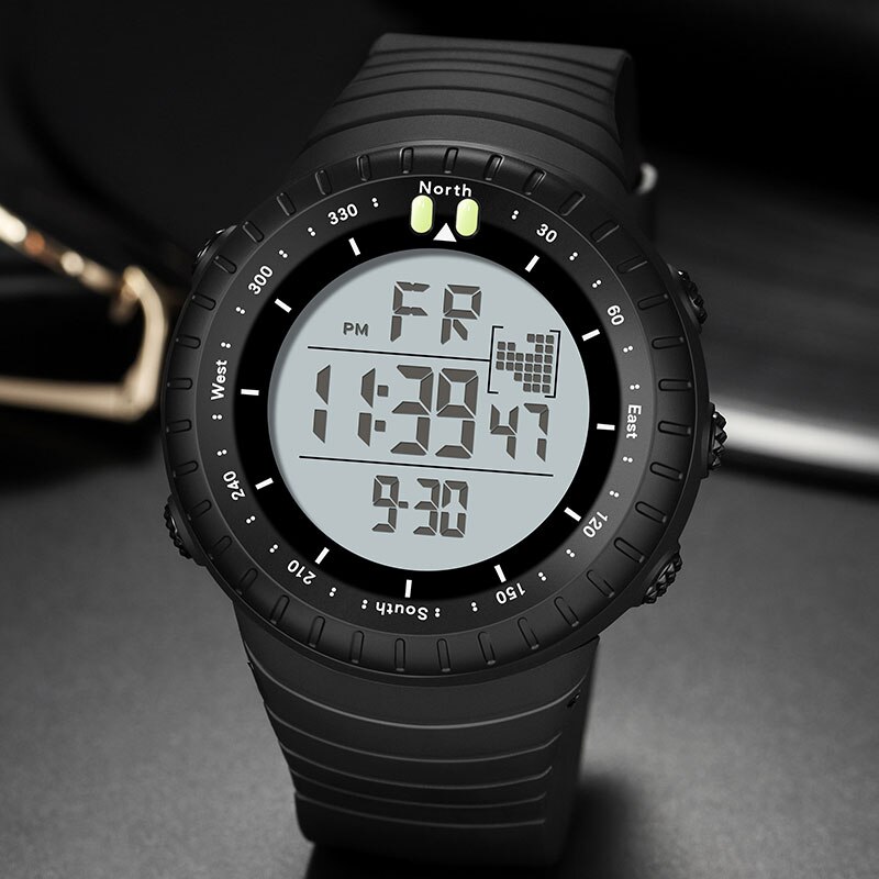 SANDA Digital Reloj de deporte de los hombres Relojes LED electrónicos hombre reloj de pulsera para hombres reloj resistente al agua al aire libre horas: 6071 black white